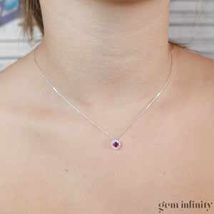 Collier or gris rubis et diamants