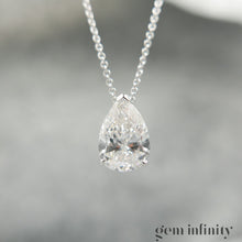 Upload image to gallery, White gold necklace, large pear shape diamond 2.86 ct
