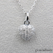 Charger l&#39;image dans la galerie, Collier pendentif coeur or gris et diamants
