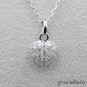 Collier pendentif coeur or gris et diamants