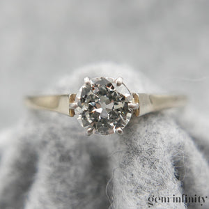 bague solitaire or gris et diamant