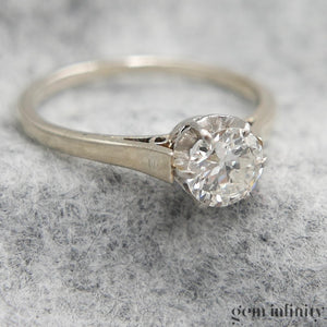 bague solitaire or gris et diamant