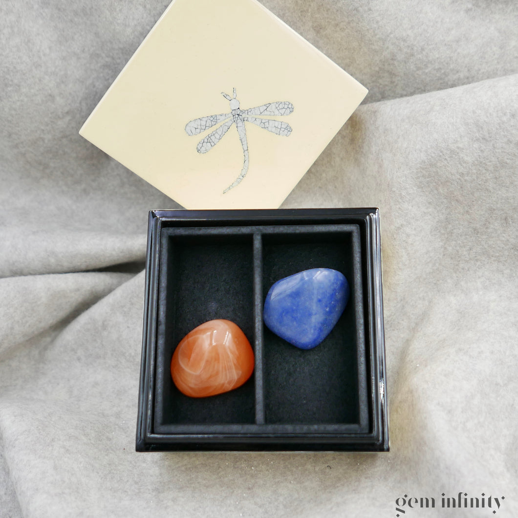 COFFRET BONHEUR, Quartz bleu & Cornaline