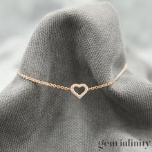 Charger l&#39;image dans la galerie, Bracelet coeur or rose et diamants
