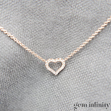 Charger l&#39;image dans la galerie, Collier coeur or rose et diamants
