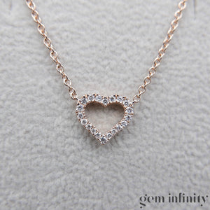 Collier coeur or rose et diamants