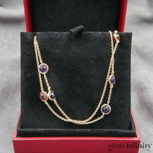 Charger l&#39;image dans la galerie, Collier deux rangs or rose tourmalines et améthystes
